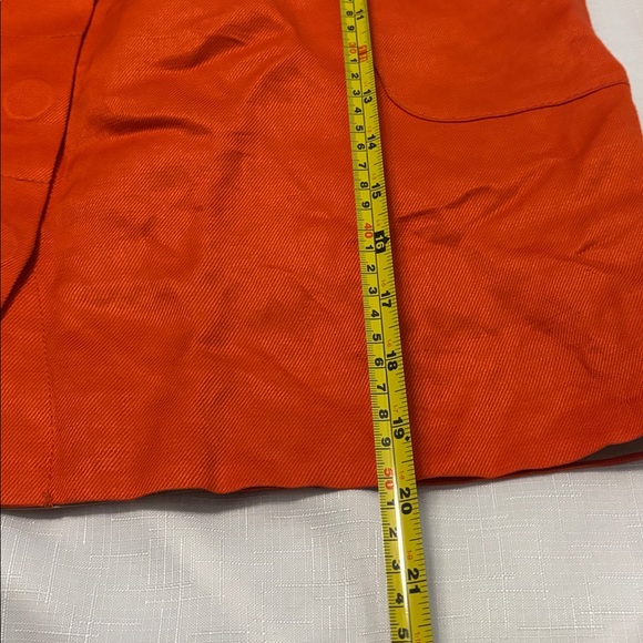 J. Crew Tangerine Orange A-Line linen blend mini Skirt SZ 12 button-front casual - Picture 8 of 12